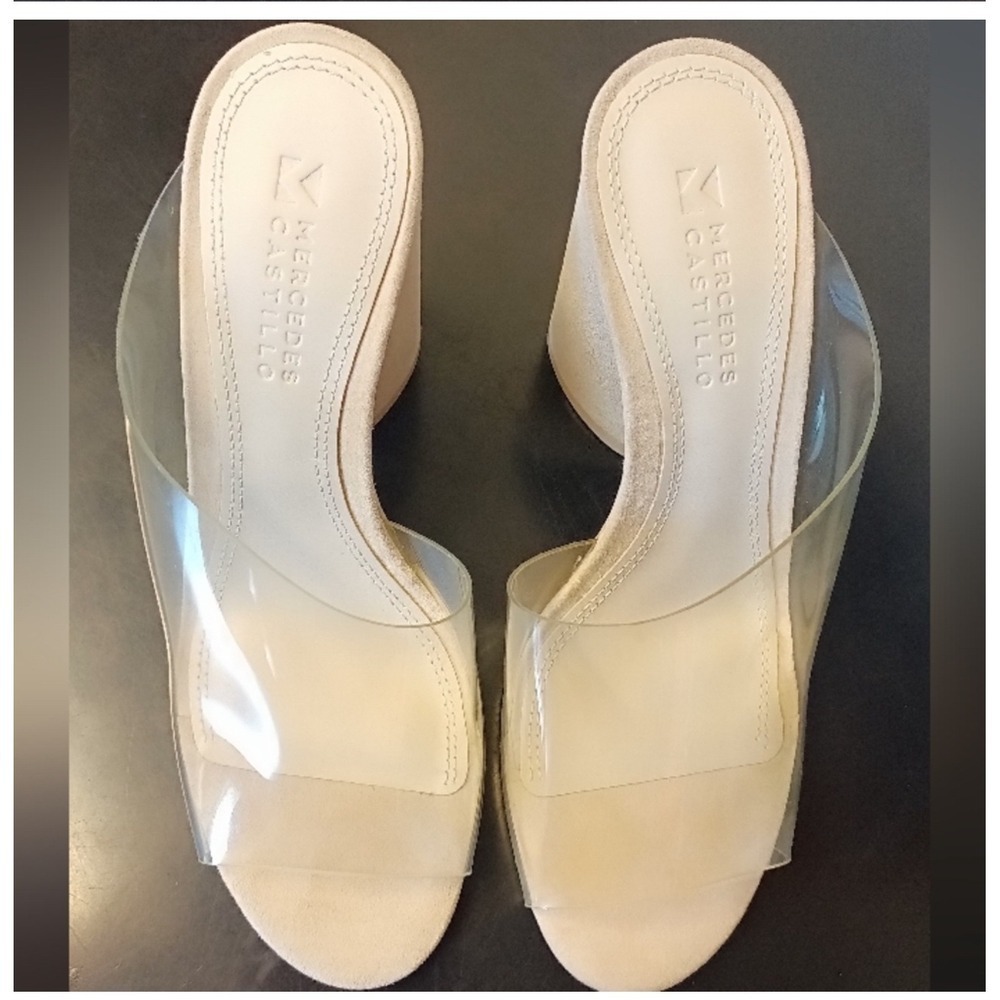 Mercedes Castillo Clear Bone High Heel Sandals‎ Mules Size 8 - Picture 3 of 10